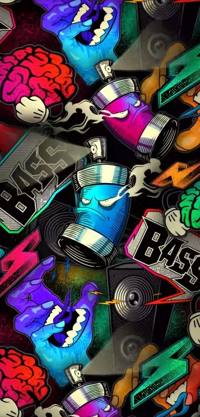 Vibrant abstract graffiti art wallpaper with bold colors and creative designs.