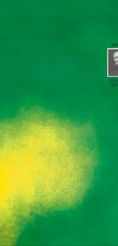 Vibrant abstract green wallpaper with yellow highlights and artistic design.