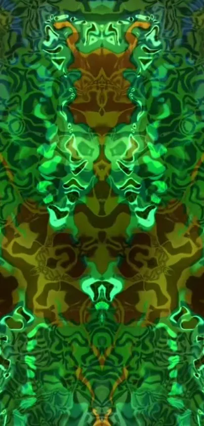 Vibrant abstract green pattern with symmetrical design.