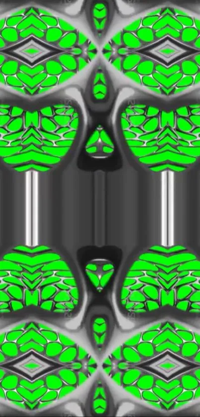 Vibrant abstract geometric pattern wallpaper with green elements.