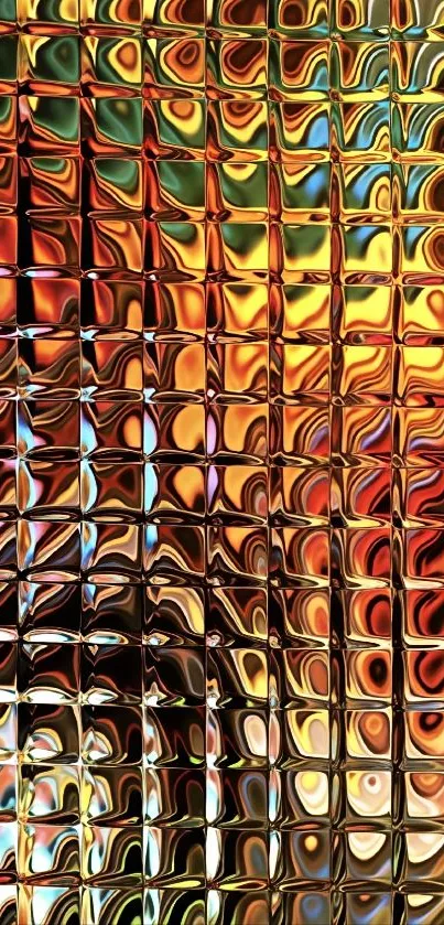 Colorful abstract grid wallpaper with a vibrant pattern.