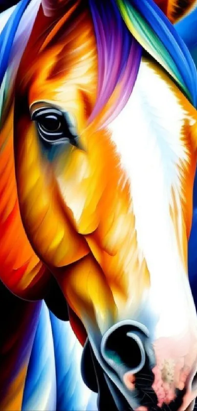 Abstract colorful horse wallpaper with vibrant blue hues