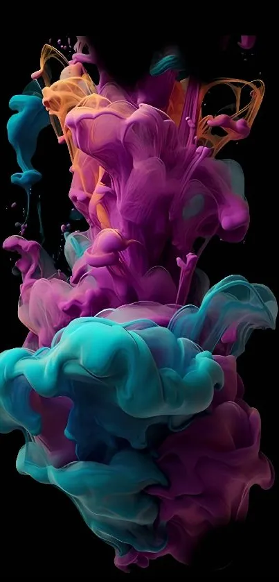 Vibrant abstract ink swirling against a dark background.