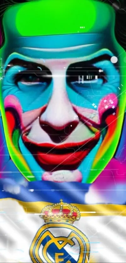 Colorful abstract Joker art with vibrant hues and bold design.