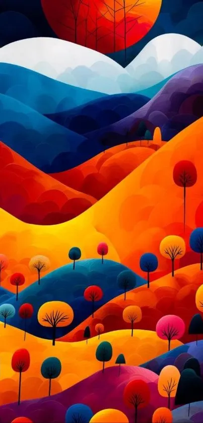 Vibrant abstract landscape with vivid colors.