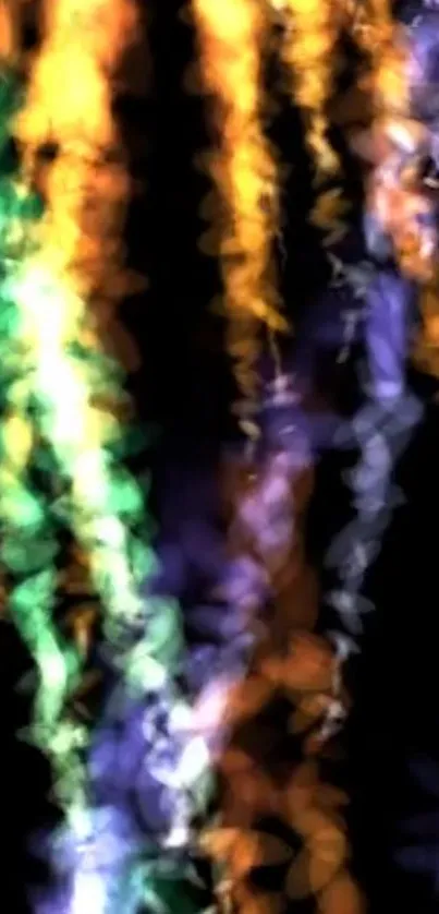 Colorful abstract light streaks on black background.