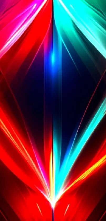 Vibrant abstract wallpaper with red and blue dynamic light streaks.