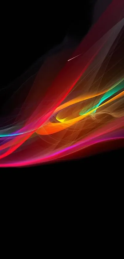 Abstract black wallpaper with colorful swirling lines.