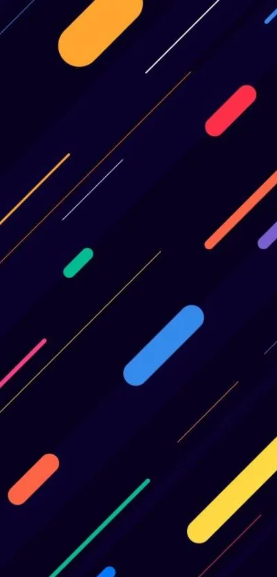 Vibrant abstract lines on dark background mobile wallpaper.