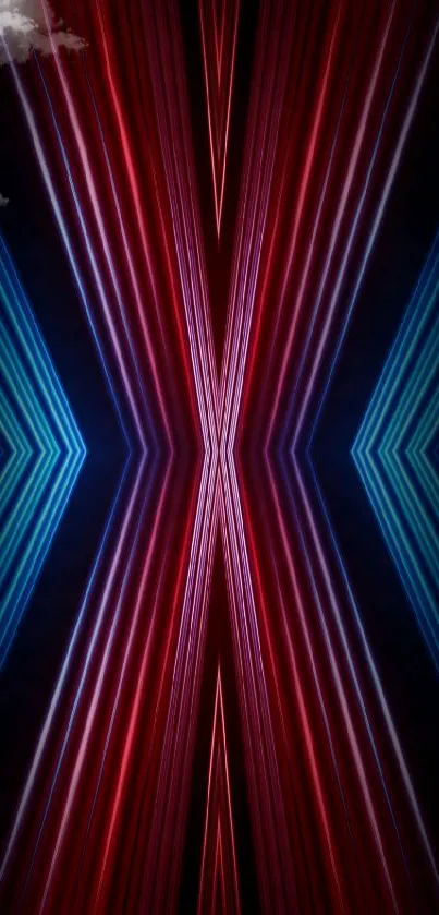 Abstract wallpaper with vibrant red and blue lines forming an X pattern.