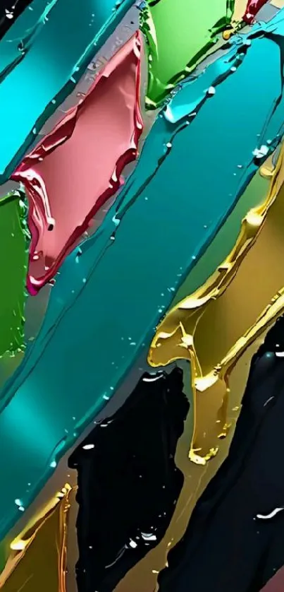 Abstract wallpaper with vibrant liquid color streaks.