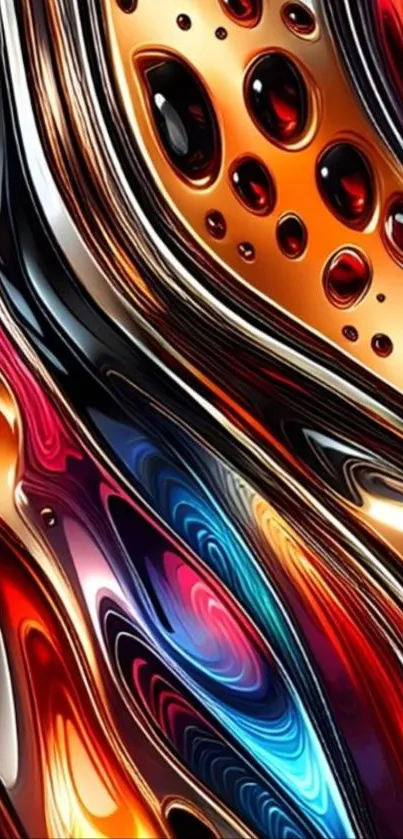 Vibrant abstract liquid design with fiery waves.