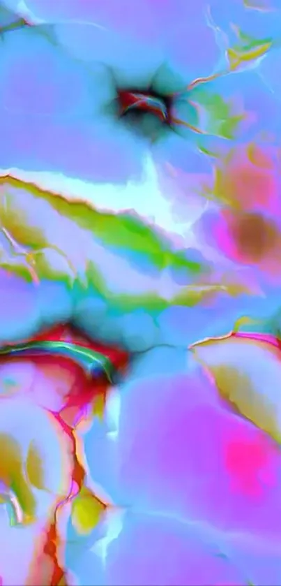 Vibrant abstract marble wallpaper with colorful fluid patterns.