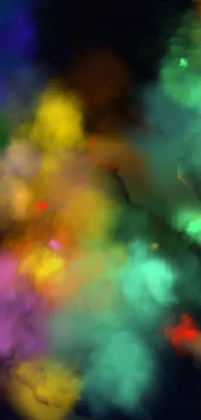 Vibrant abstract wallpaper with colorful smoke design for mobile background.