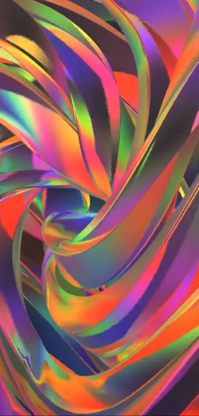 Swirling rainbow abstract art wallpaper.