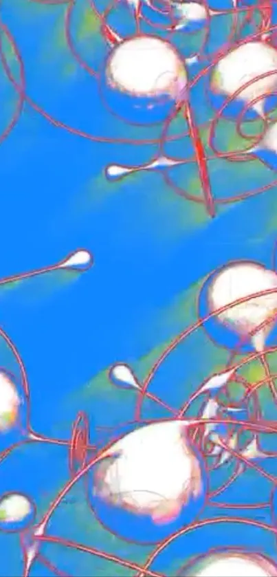Dynamic blue abstract wallpaper with 3D shapes.