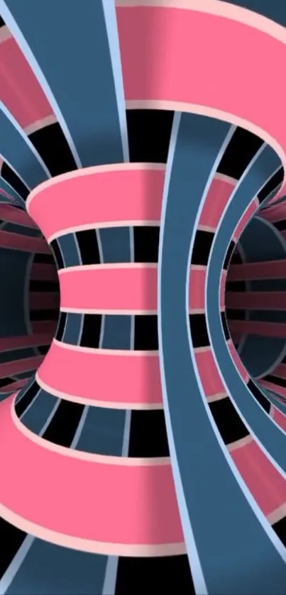 Abstract pink and blue spiral wallpaper design.