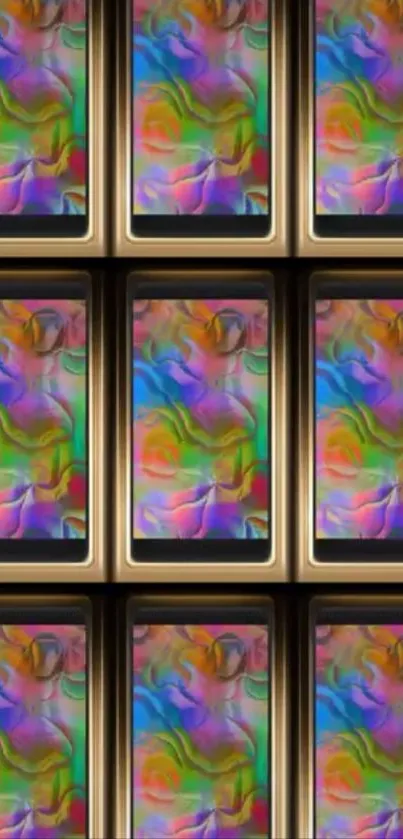 Vibrant abstract pattern on mobile screens.
