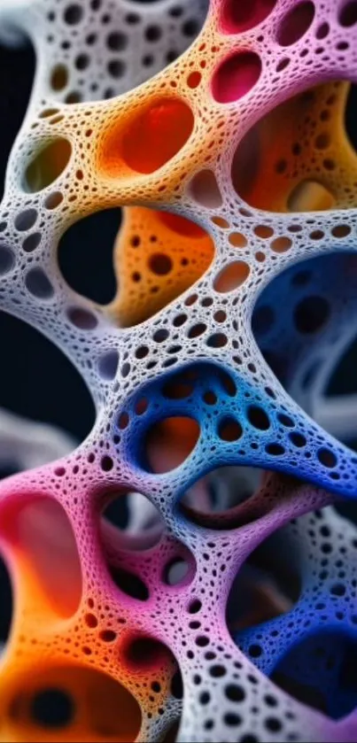 Colorful abstract mesh structure phone wallpaper.