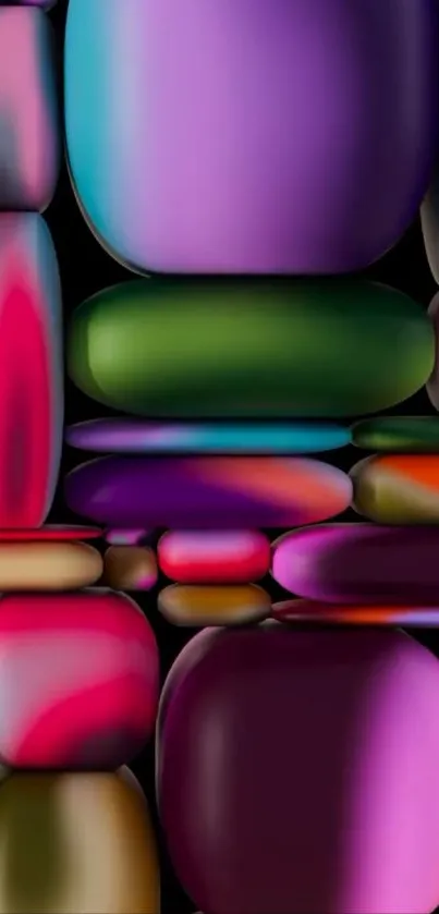 Vibrant geometric abstract wallpaper with colorful shapes.