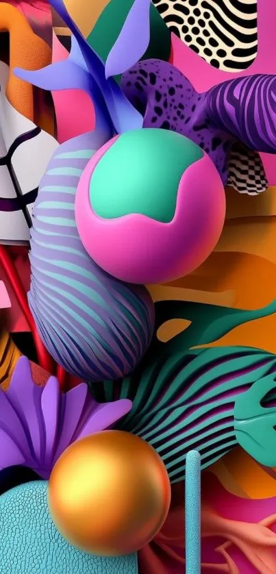 Colorful abstract shapes in vibrant hues create a stunning mobile wallpaper.