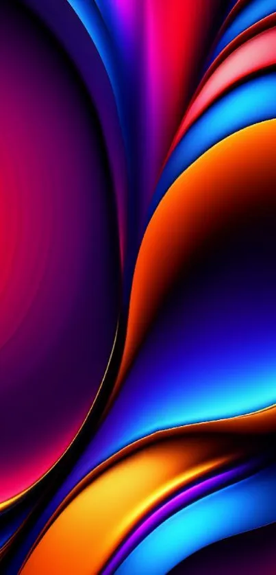 Vibrant abstract mobile wallpaper with swirling colorful patterns.