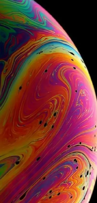 Vibrant abstract wallpaper with swirling rainbow colors.