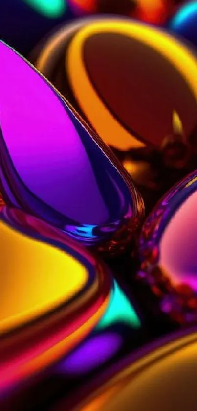 Vibrant abstract shapes with reflective colors