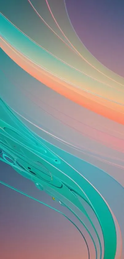 Vibrant teal and peach abstract mobile wallpaper with swirling patterns.