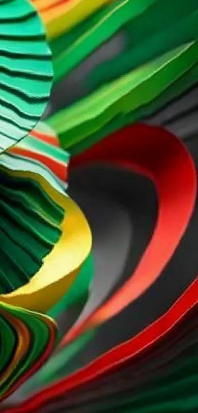 Colorful abstract spiral design wallpaper with vibrant hues and geometric shapes.