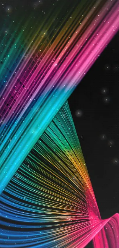 Vibrant abstract wallpaper with colorful lights and black background.