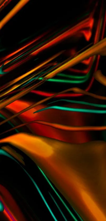 Vibrant abstract orange and teal art wallpaper.