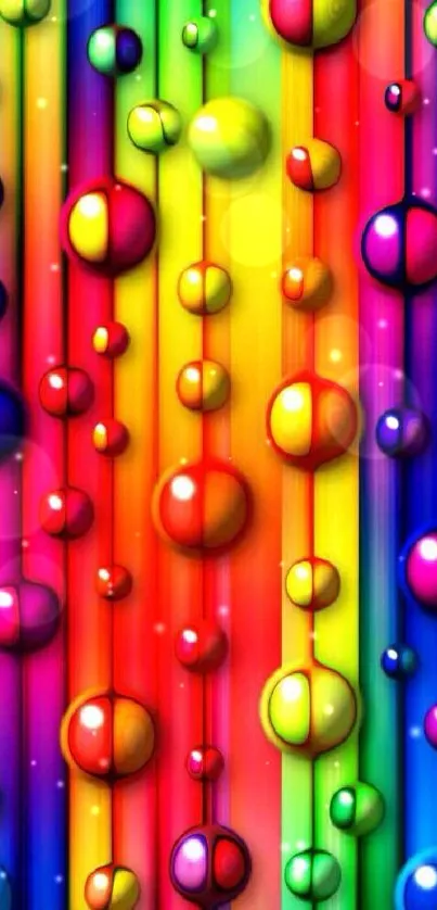 Vibrant abstract wallpaper with colorful 3D spheres.