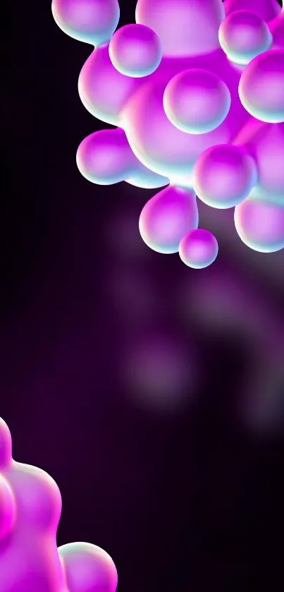 Purple abstract spheres with neon glow wallpaper.