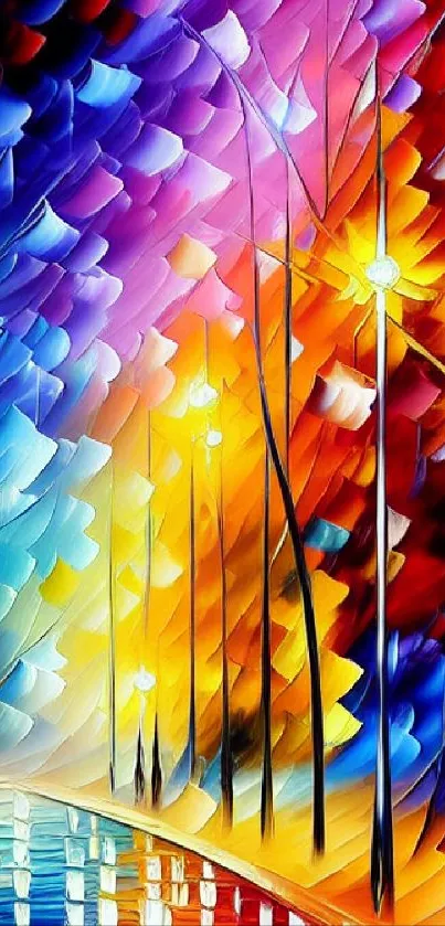 Vibrant abstract mobile wallpaper with colorful artistic design.