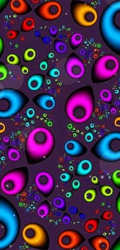 Vibrant and colorful abstract mobile wallpaper with psychedelic patterns.