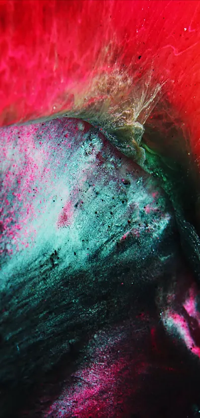 Vibrant abstract wallpaper with pink, green, and black hues.