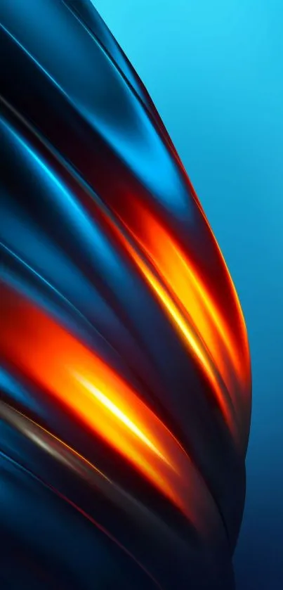 Vibrant abstract mobile wallpaper with blue and orange colors.