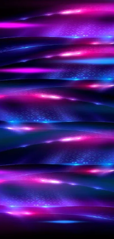 Vibrant abstract wallpaper with pink and blue waves creating a dynamic pattern.