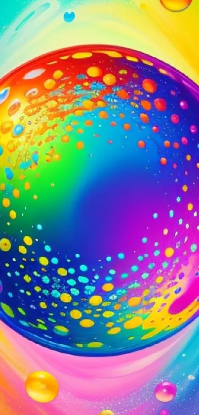 Vibrant abstract mobile wallpaper with rainbow colors and dynamic patterns.