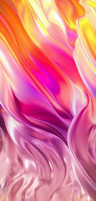 Vibrant abstract wallpaper with pink, orange, and yellow swirls.