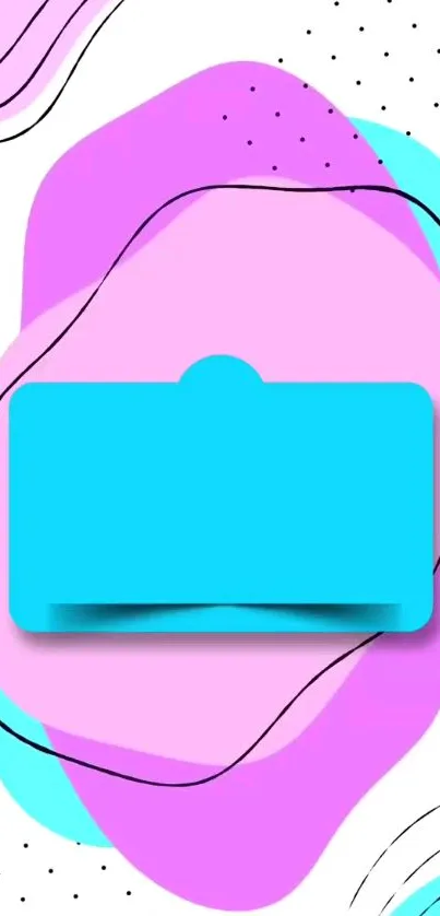 Mobile wallpaper with teal and pink abstract shapes.