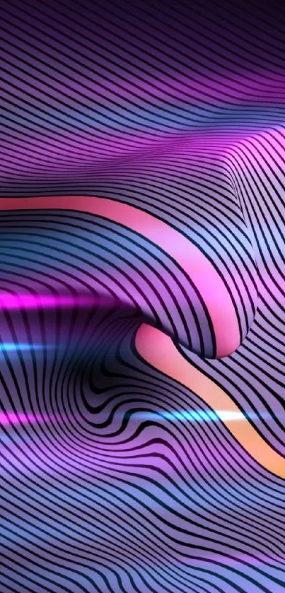 Purple abstract mobile wallpaper with flowing lines.