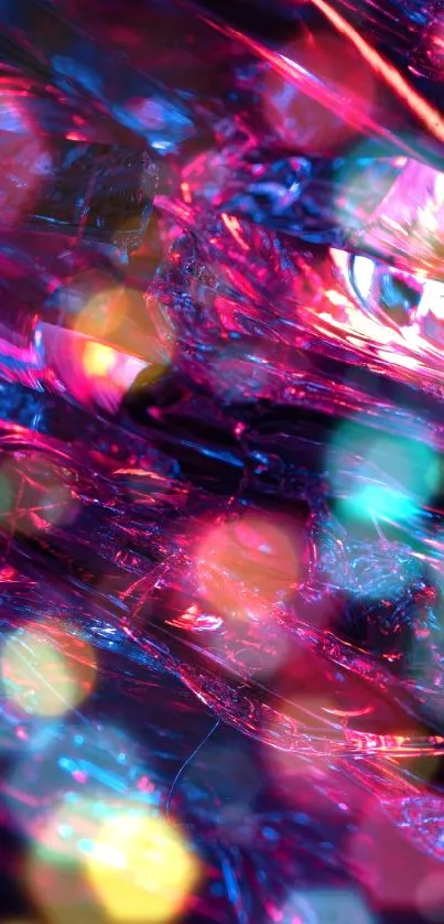 Vibrant abstract crystal design in pink and blue hues.