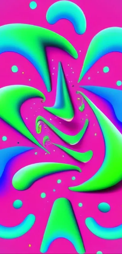 Vibrant abstract wallpaper with neon colors and fluid shapes.