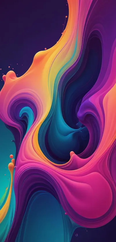 Vibrant abstract mobile wallpaper with colorful swirls.