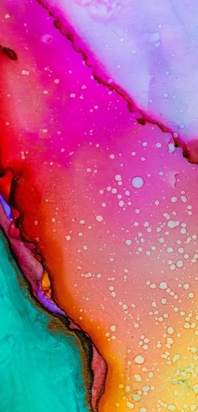 Vibrant abstract mobile wallpaper with magenta and teal colors.