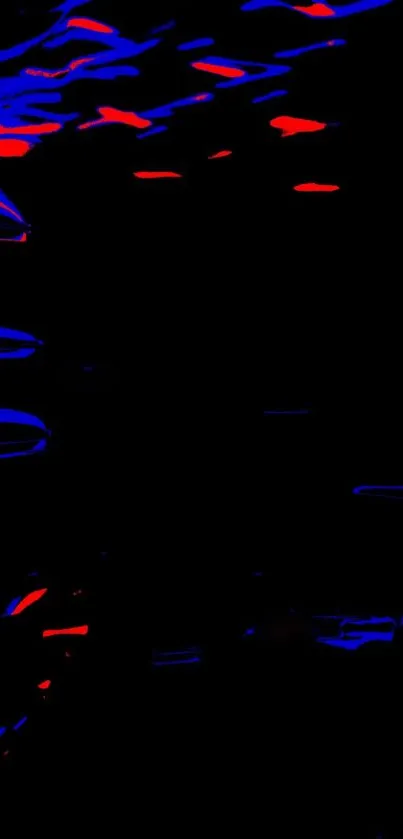 Abstract mobile wallpaper with red and blue neon on black background.