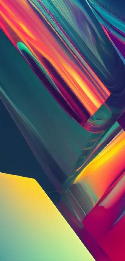 Abstract vibrant wallpaper with colorful gradient shapes and geometric patterns.