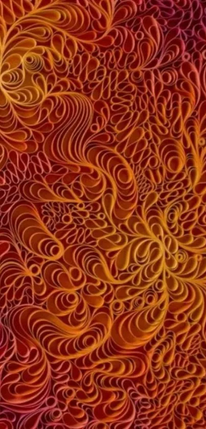 Vibrant abstract pattern with swirling orange hues.